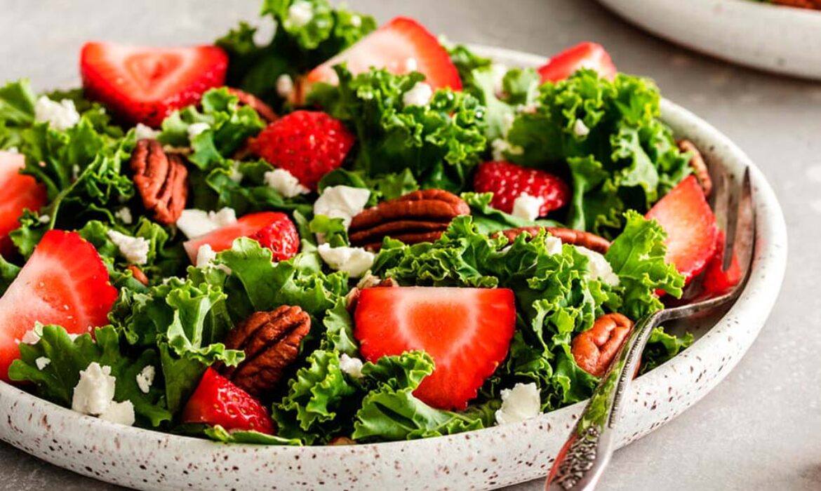 Strawberry Kale Feta Salad